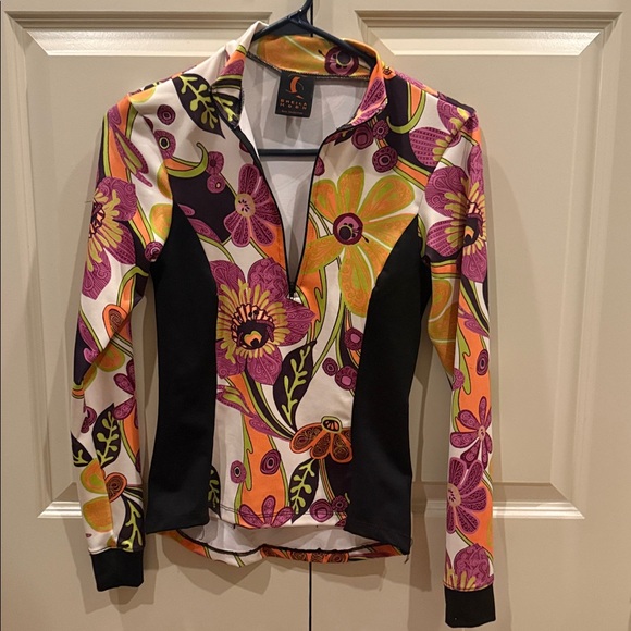 Floral Multicolor Long Sleeve Women's Top Sheila Moon Cycling Bike Top - Picture 7 of 8